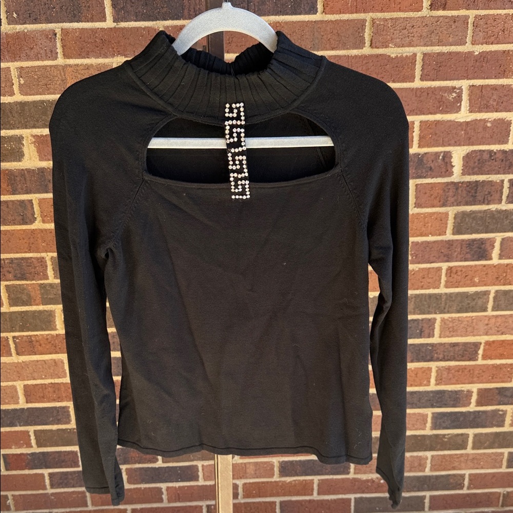 Belldini Black Long Sleeve Cutout Top